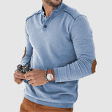 Men's Casual Colorblock Print Button Collar Long Sleeve Sweatshirt 98836321Y