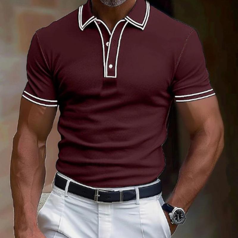 Polo informal de manga corta con solapa y corte ajustado para hombre 36513733M