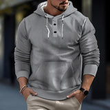 Men'S Casual Solid Color Geometric Texture Hooded Sweatshirt 85262825Y