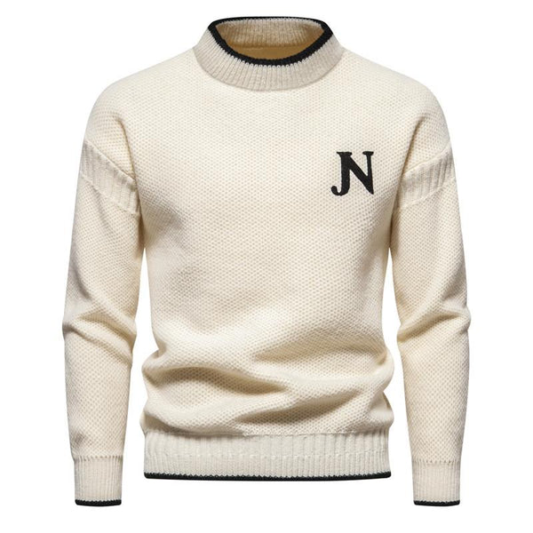 Men's Printed Colorblock Chunky Knit Crew Neck Sweater 87788902U