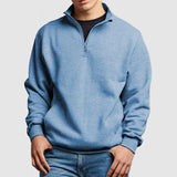 Men's Solid Color Stand Collar Half-Zip Pullover Sweatshirt 43455821X
