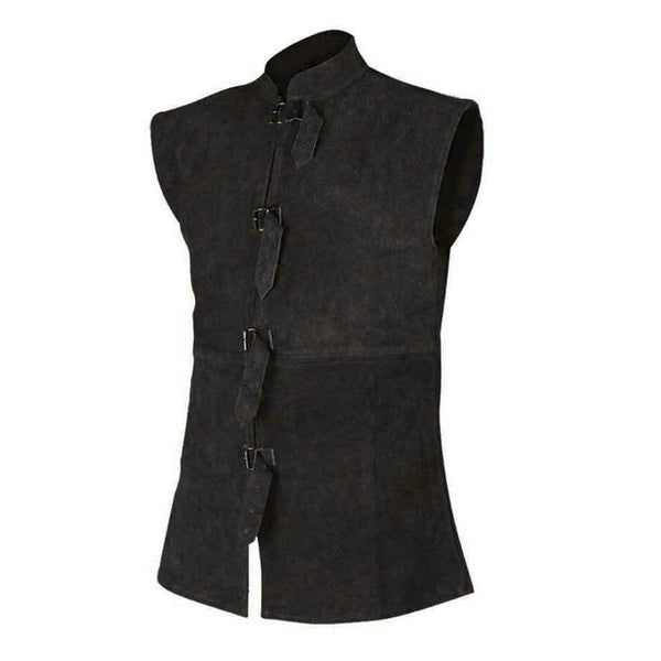 Men's Solid Color Stand Collar Lace-up Vest 67719378X