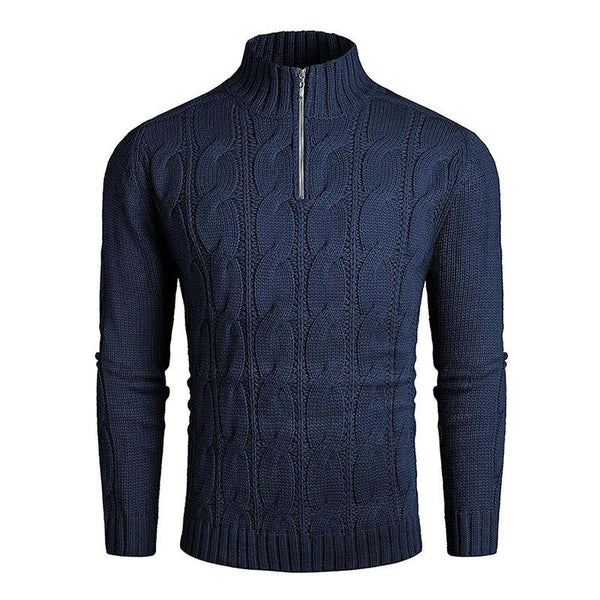 Men's Casual Solid Color Half Turtleneck Zipper Pullover Knitted Sweater 85473607M