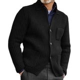 Men's Casual Stand Collar Patch Pocket Slim Fit Knitted Suit Cardigan 11382058M