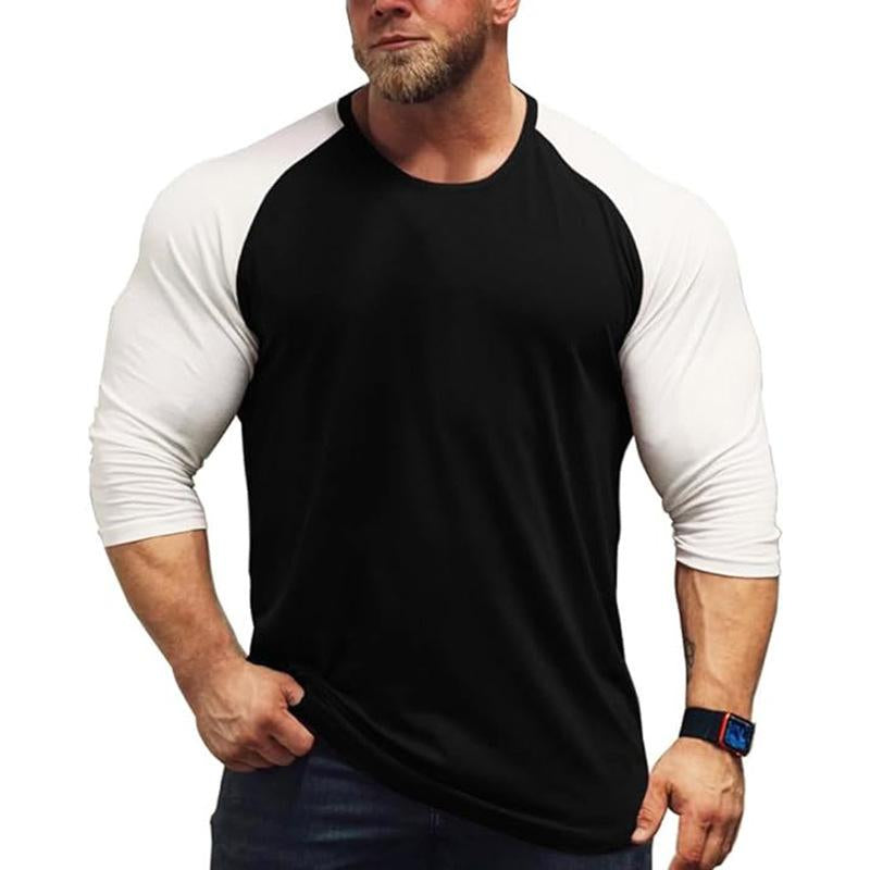 Men's Casual Colorblock Round Neck Raglan Sleeve Long Sleeve T-Shirt 79095440Y