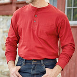 Men's Casual Solid Color Henley Collar Patch Pocket Breathable Long Sleeve T-Shirt 73222068M