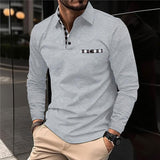 Men's Zip Lapel Long Sleeve POLO Shirt 87906373X