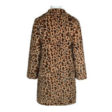 Men's Classic Casual Leopard Plush Faux Fur Suit Collar Mid-Length Coat 66169813K