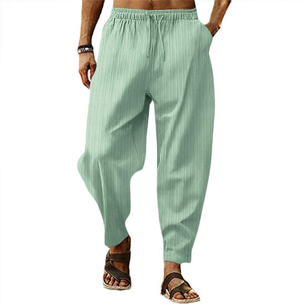 Men's breathable cotton and linen striped loose casual sports trousers  71867122X