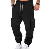 Men's Casual Fleece Elastic Waist Multi-pocket Loose Sports Pants 93626833M