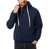 Men's Casual Zipper Collar Patchwork Loose Pullover Hoodie 57748561M