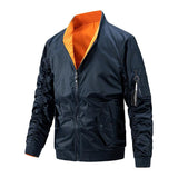 Men's Casual Stand Collar Cotton Reversible Zipper Long Sleeve Jacket 45623764M