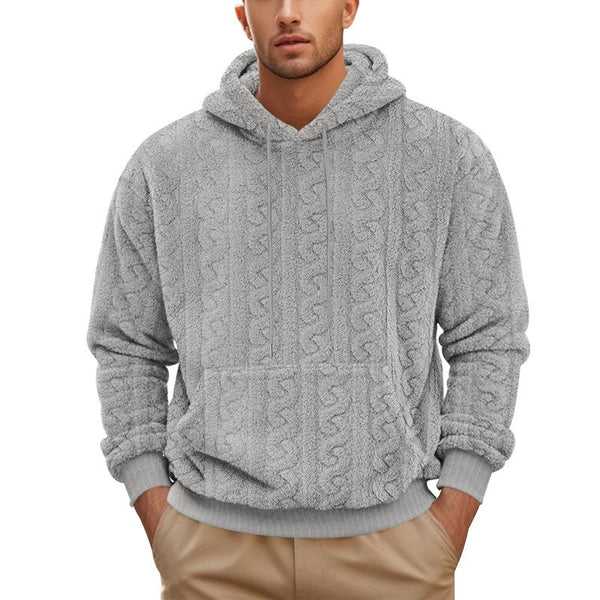 Men's Solid Color Jacquard Sports Casual Hoodie 94208625X