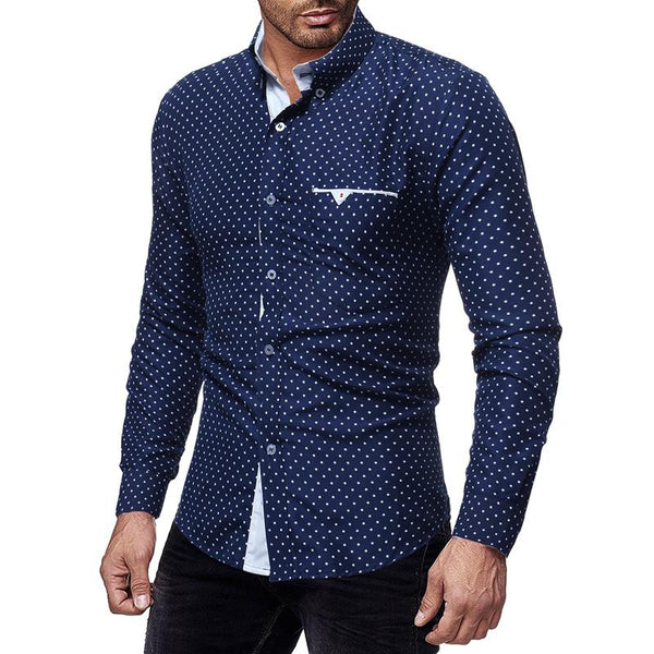 Men's Casual Star Print Lapel Long Sleeve Shirt 54263952Y
