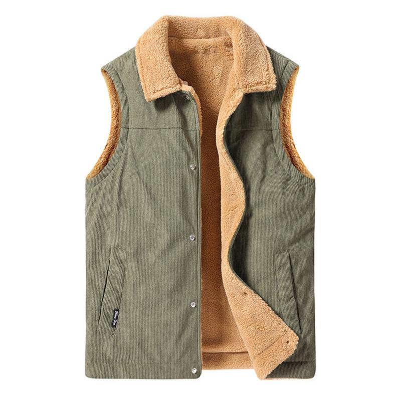 Men's Vintage Corduroy Plush Thick Lapel Vest 59598059X