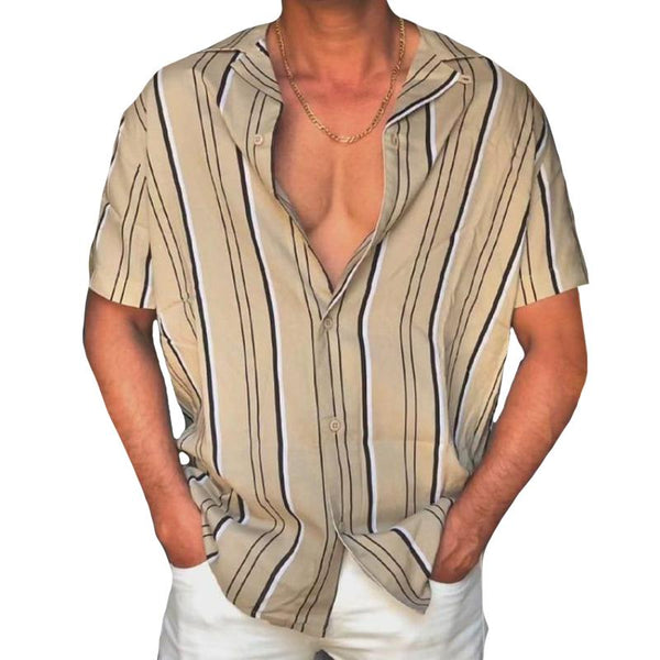 Men's Striped Casual Short Sleeve Shirt 30633940TO
