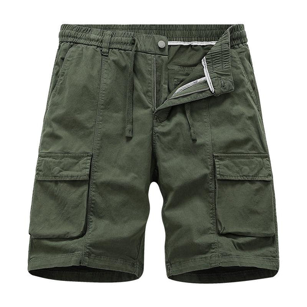 Men's Solid Color Straight Multi-pocket Cargo Shorts 43121978Z