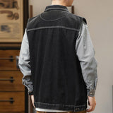 Men's Vintage Cargo Large Pocket Denim Vest 61405598Y