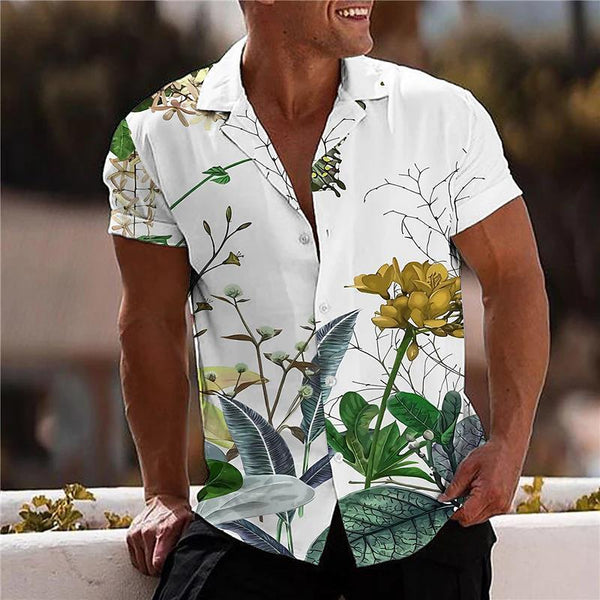 Men's Casual Flower Print Short Sleeve Shirt 50990643X