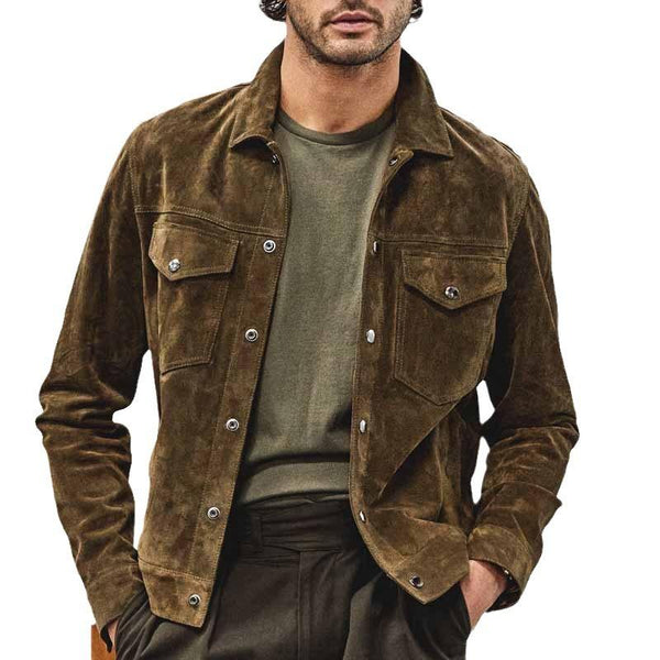 Men's Lapel Suede Work Jacket 43372097F