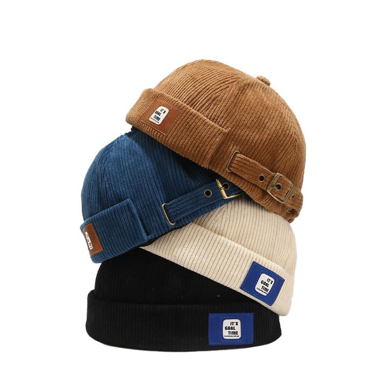 Casquette en velours côtelé à lettres vintage pour homme 53149396Y