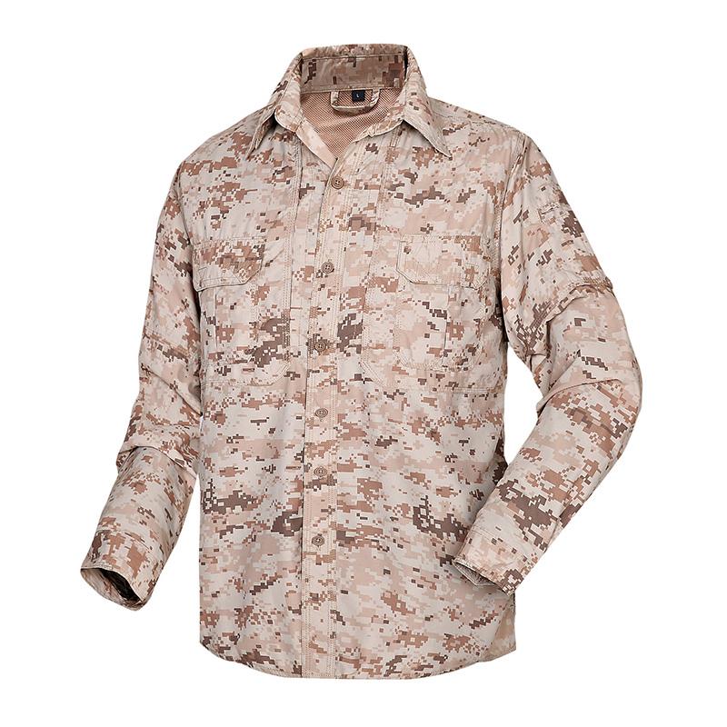 Men's Casual Outdoor Camouflage Windproof Quick Dry Lapel Long Sleeve Workwear Shirt 48577761M