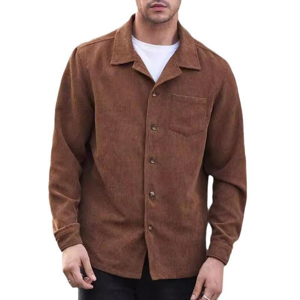 Men's Corduroy Shirt Casual Long Sleeve Shirt 78407977X