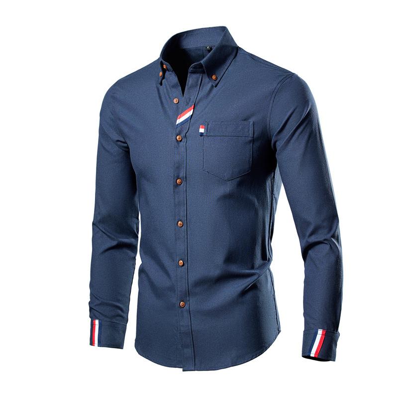 Camicia casual multicolore a maniche lunghe da uomo, ampia, 70485716X