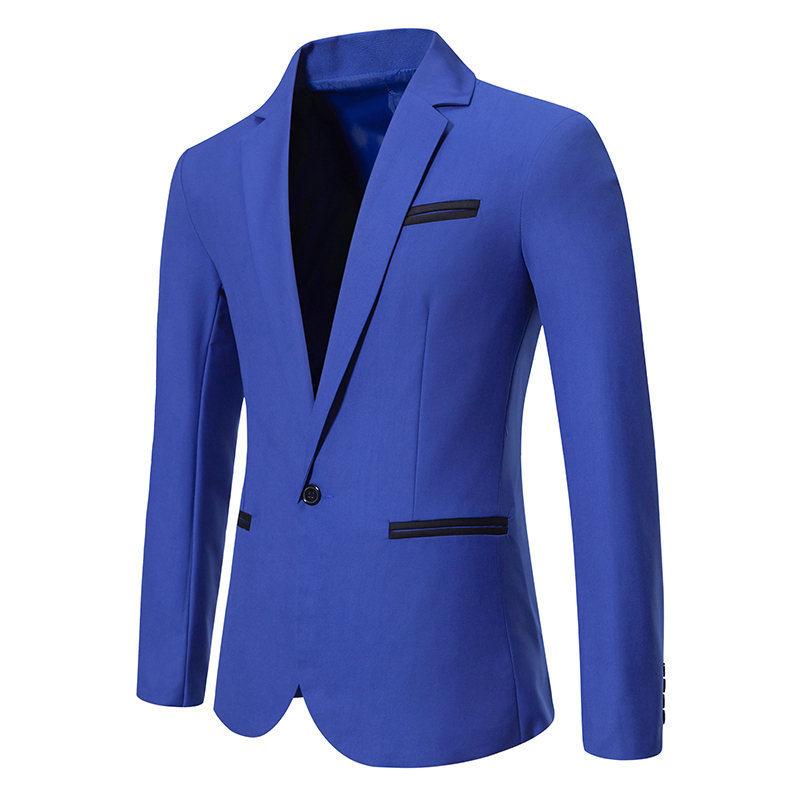 Men's Colorblock Slim Fit Lapel Single Button Blazer 11088297Y