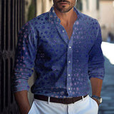 Men's Gradient Lapel Long Sleeve Shirt 63820524X