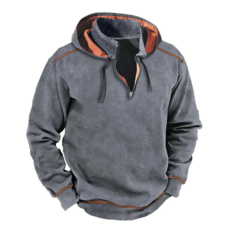 Sudadera con capucha y cuello alto con cremallera en contraste estilo vintage para hombre 61682011Y