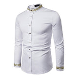 Men's Stand Collar Embroidered Western Shirt 65969674X