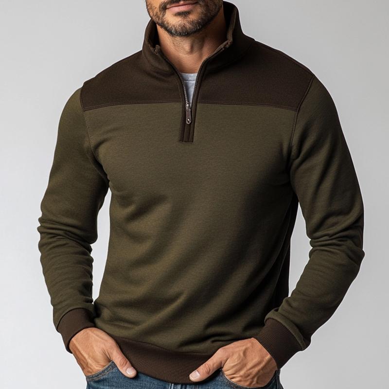 Men's Retro Casual Colorblock Zipper Sweatshirt 77384804TO