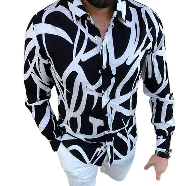 Men's Casual Fashion Printed Thin Long Sleeve Shirt 37388259M