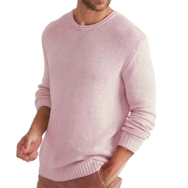 Men's Round Neck Loose Solid Color Sweater 71484265X