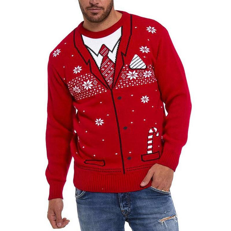 Men's Vintage Christmas Jacquard Crew Neck Ugly Sweater 55965706Y