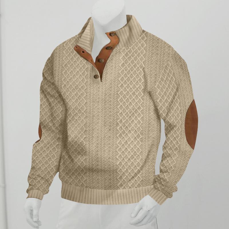 Sudadera de punto jacquard de manga larga con cuello alto para exteriores para hombre 84101852X