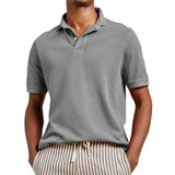 Men's Casual Solid Color Lapel Short Sleeve POLO Shirt 43291384X