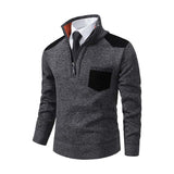 Men's Classic Casual Colorblock Thickened Zipper Stand Collar Pullover Sweater 80824003K