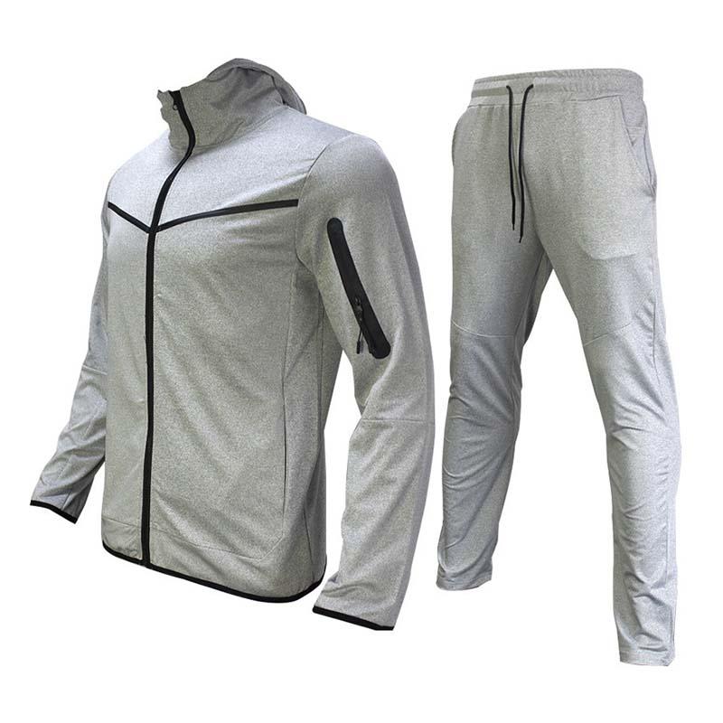 Men's Classic Casual Sportswear Hooded Cardigan Sports Elastic Waist Pants Set 50000392K