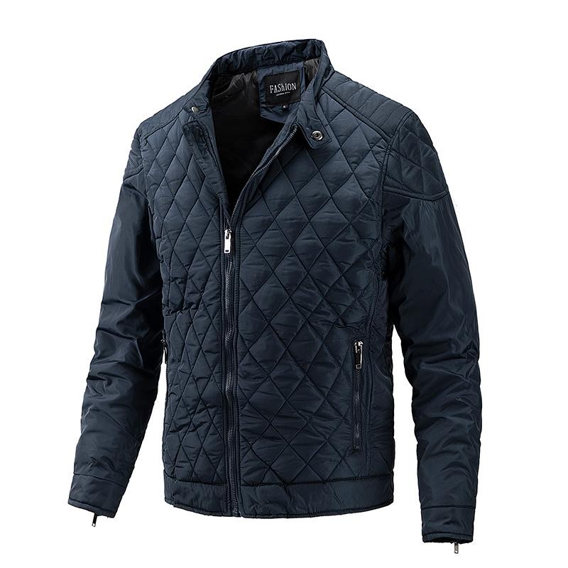 Men's Solid Quilted Padded Stand Collar Jacket 83268406Y