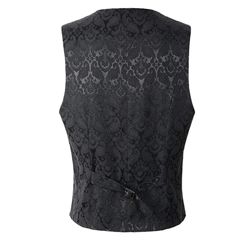 Men's Vintage Solid Jacquard Collarless Vest 38777713Y