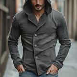 Men's Dark Grey Washed Denim Hoodie 33181689U