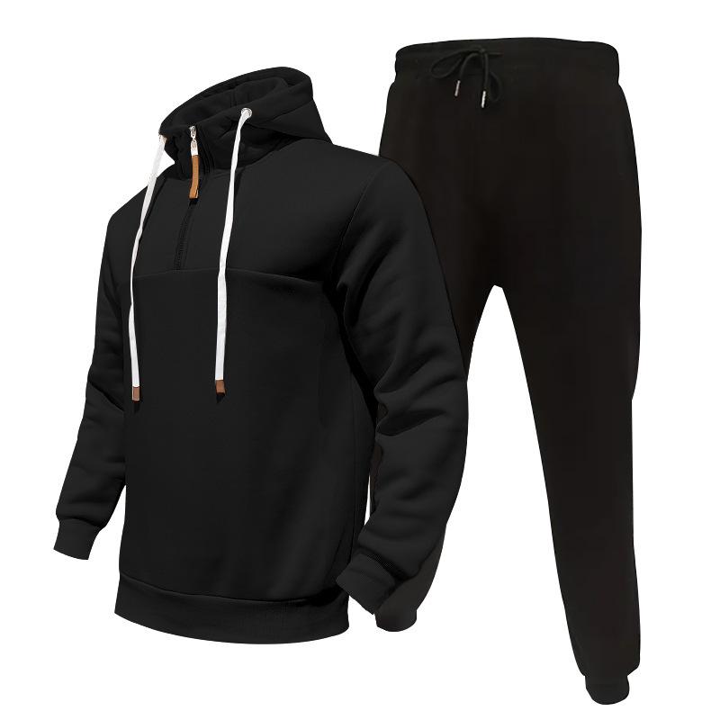 Conjunto de sudadera con capucha y pantalones deportivos con cintura elástica y cremallera holgada informal para hombre 22777738M