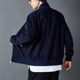 Men's Vintage Solid Corduroy Stand Collar Raglan Sleeves Multi-Pocket Jacket 42699267Y