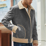 Men's Fleece Lapel Zip Casual Coat 54331294Z