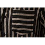 Men's Stripe Printed Casual Long Sleeve Shirt 74524141U