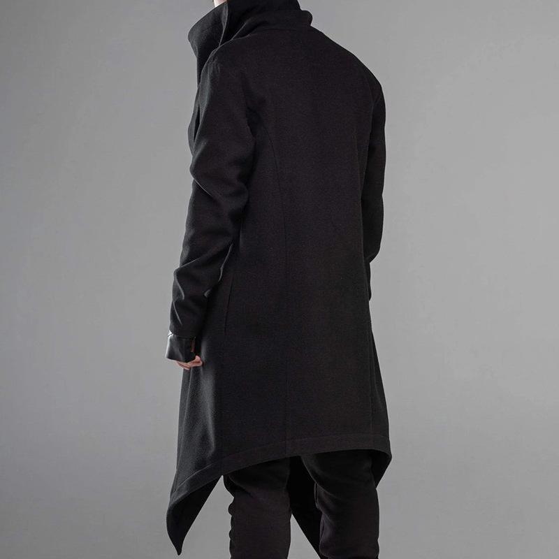 Men's Solid Gothic Style Pleated Long Sleeve Cape Coat 54287036Z