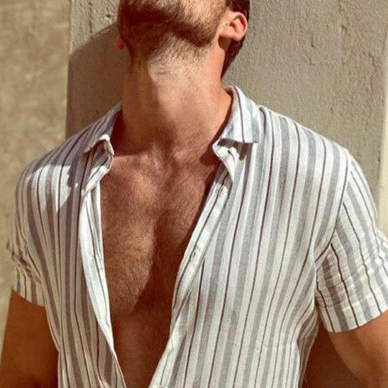 Camisa de manga corta con estampado de rayas para hombre 98980246Y