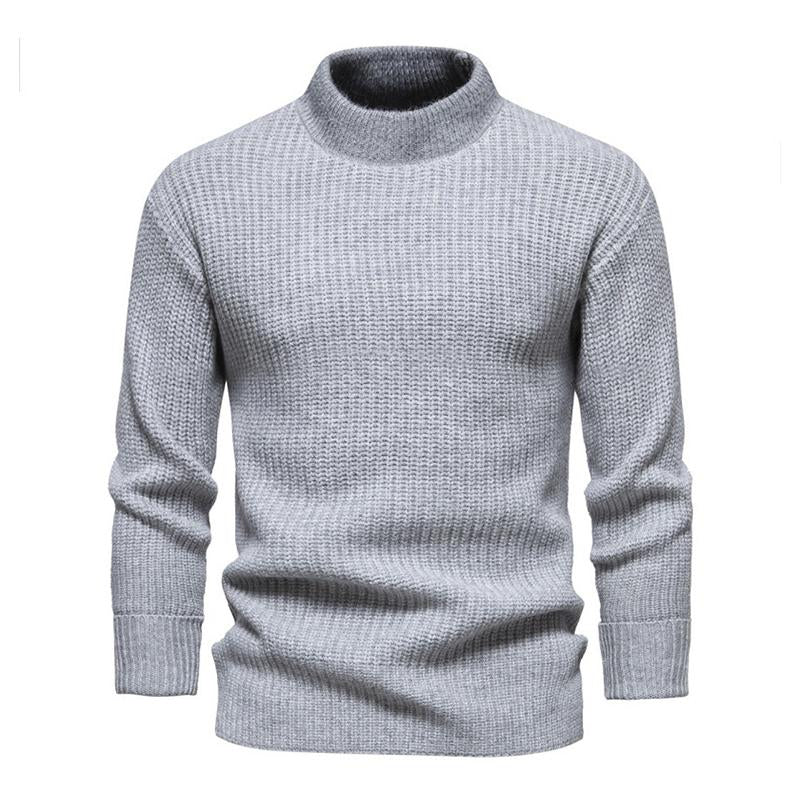 Men's Casual Half Turtleneck Solid Color Pullover Knitted Sweater 33902719M